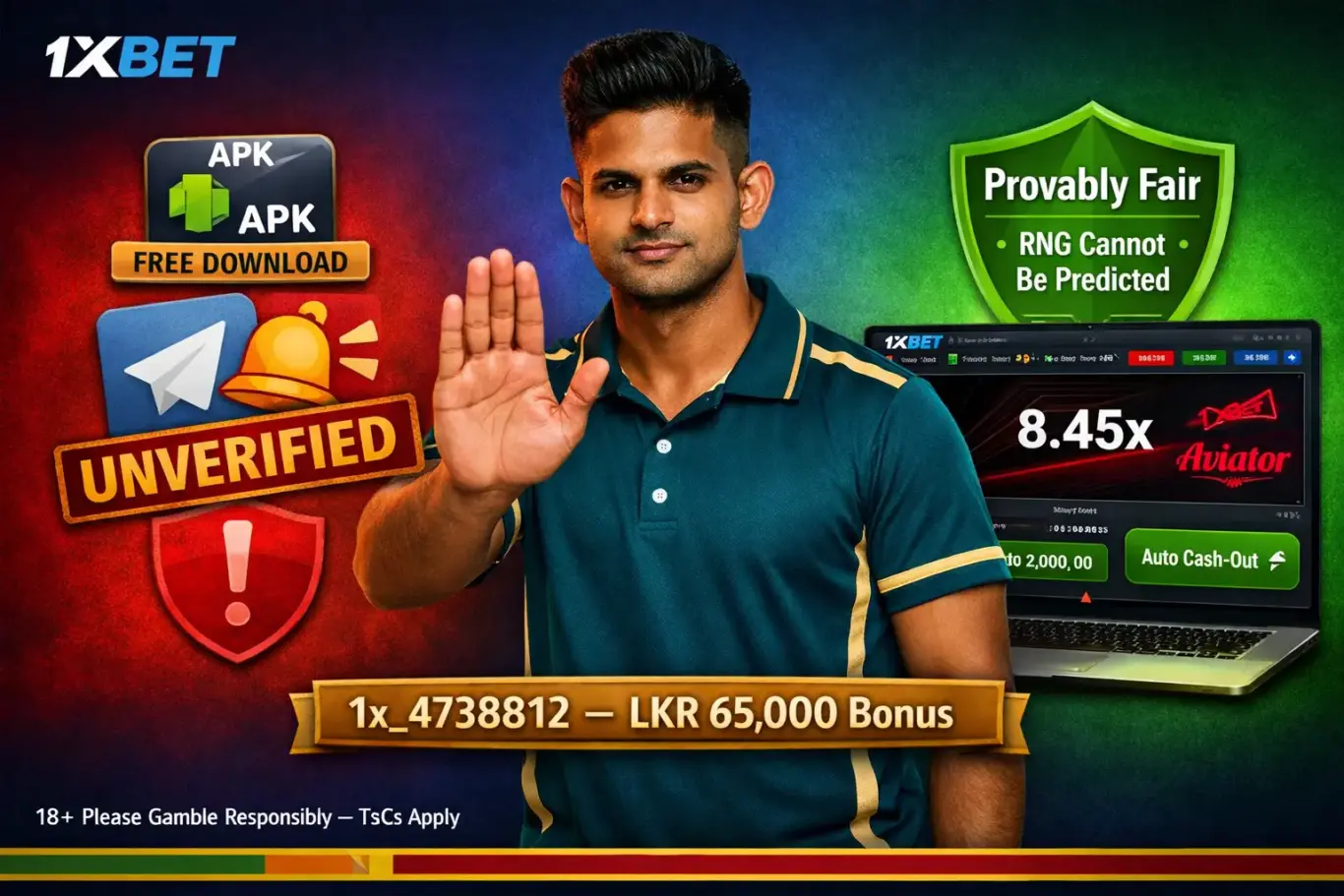 1xBet Aviator Predictor Sri Lanka reality check 2026 - why no APK or Telegram signal can predict Provably Fair RNG outcomes