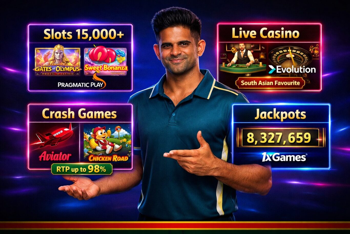 1xBet Casino Sri Lanka games - slots from Pragmatic Play, Evolution live Andar Bahar, Aviator Chicken Road and jackpots