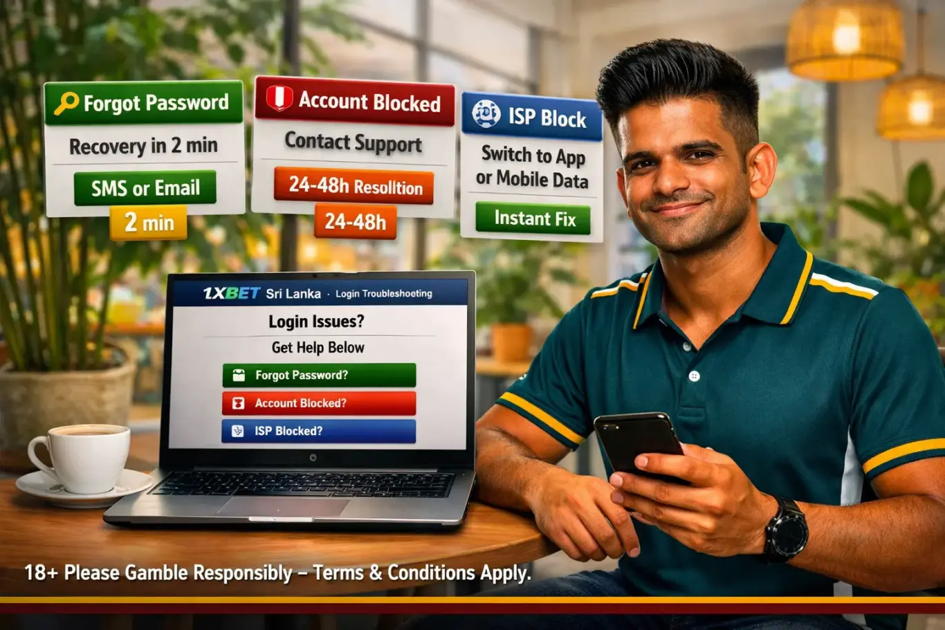 1xBet Sri Lanka login troubleshooting - password recovery 2 minutes, account unblocking and ISP restriction bypass guide