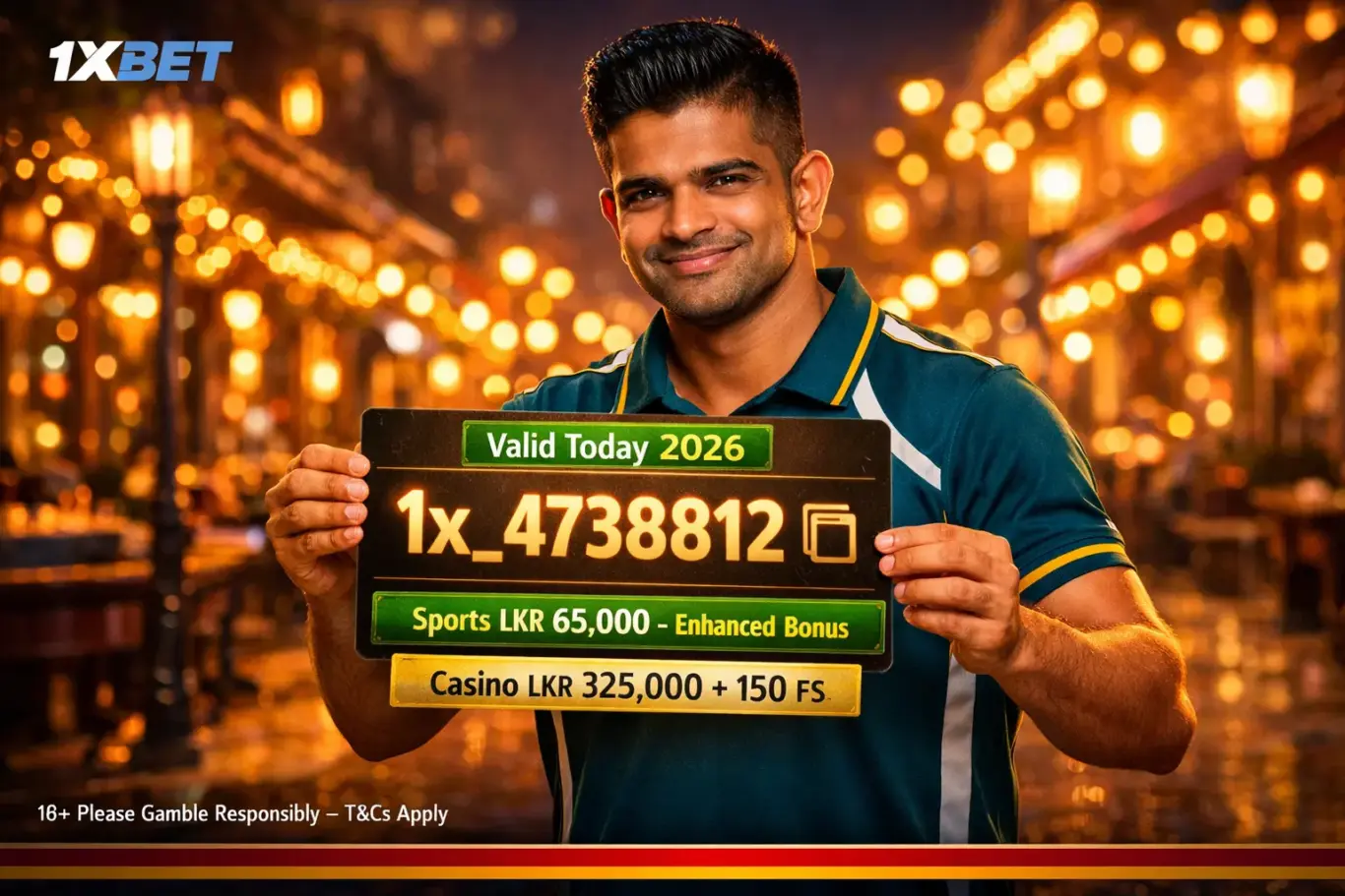 1xBet promo code Sri Lanka 2026 - use code 1x_4738812 today for sports bonus LKR 65,000 or casino LKR 325,000 plus 150 FS