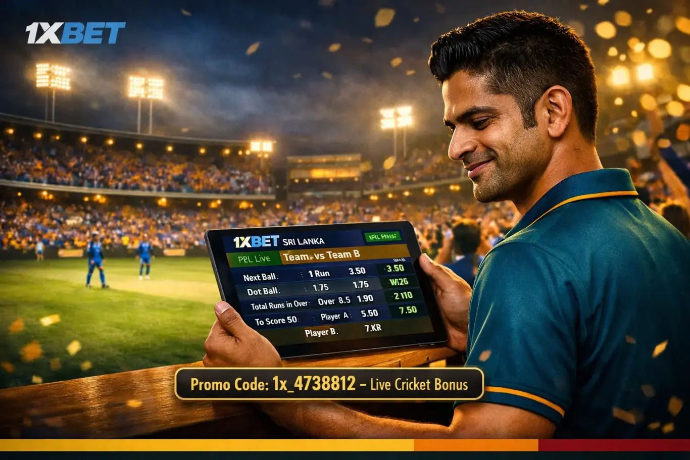 1xBet Sri Lanka cricket betting 2026 - LPL, SLC tournaments, Asia Cup and international tests with live ball-by-ball markets